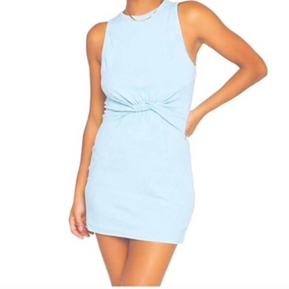 L*Space Knotted Seaview Mini Tank Dress Seafoam Green Small Cotton Breezy Casual